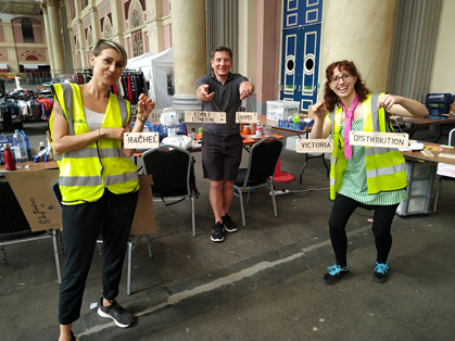 Edible London - Covid Operation - Rachel, David and Victoria with wooden made signs.